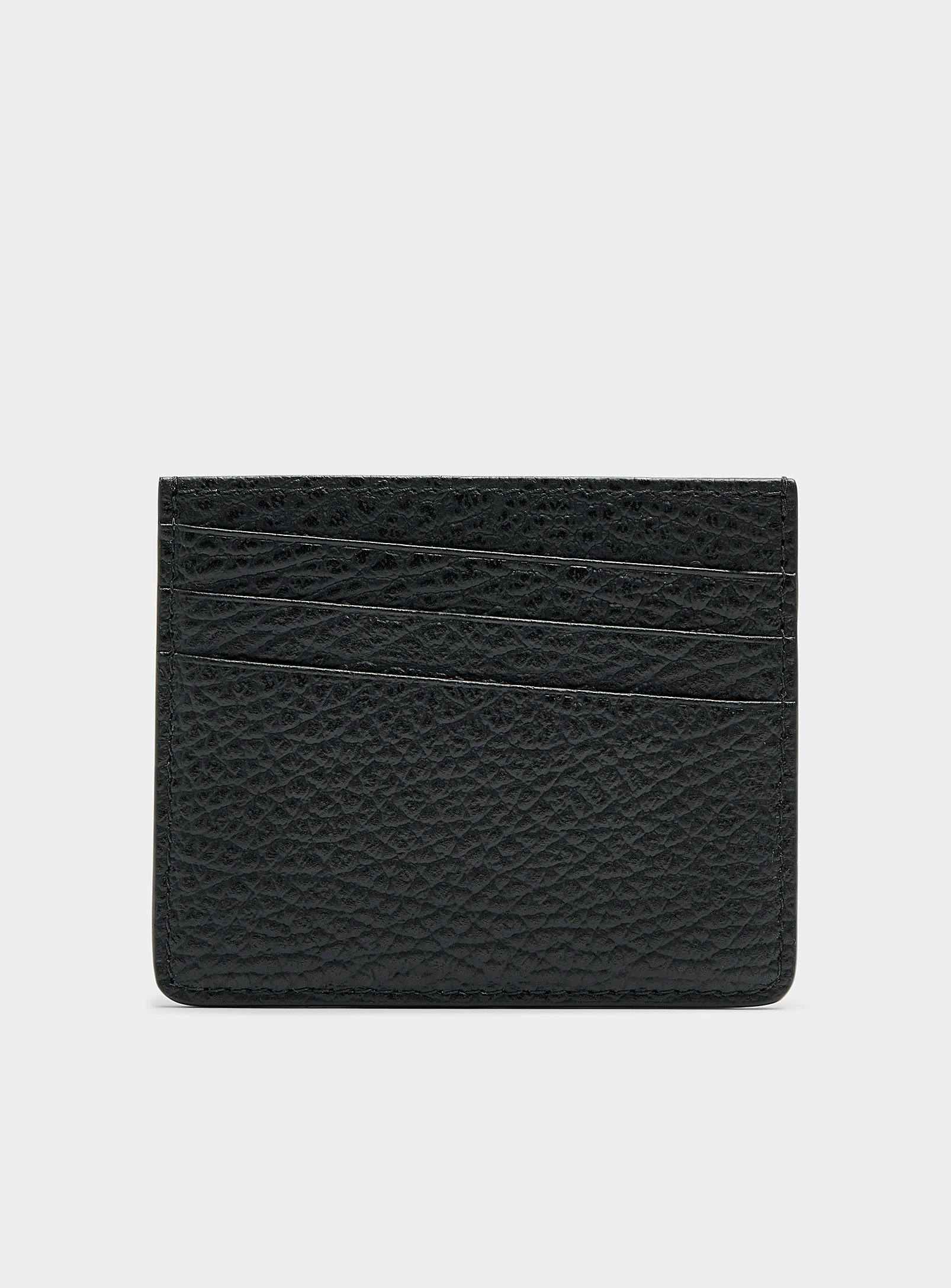 Maison Margiela Topstitched Details Leather Card Case In Black