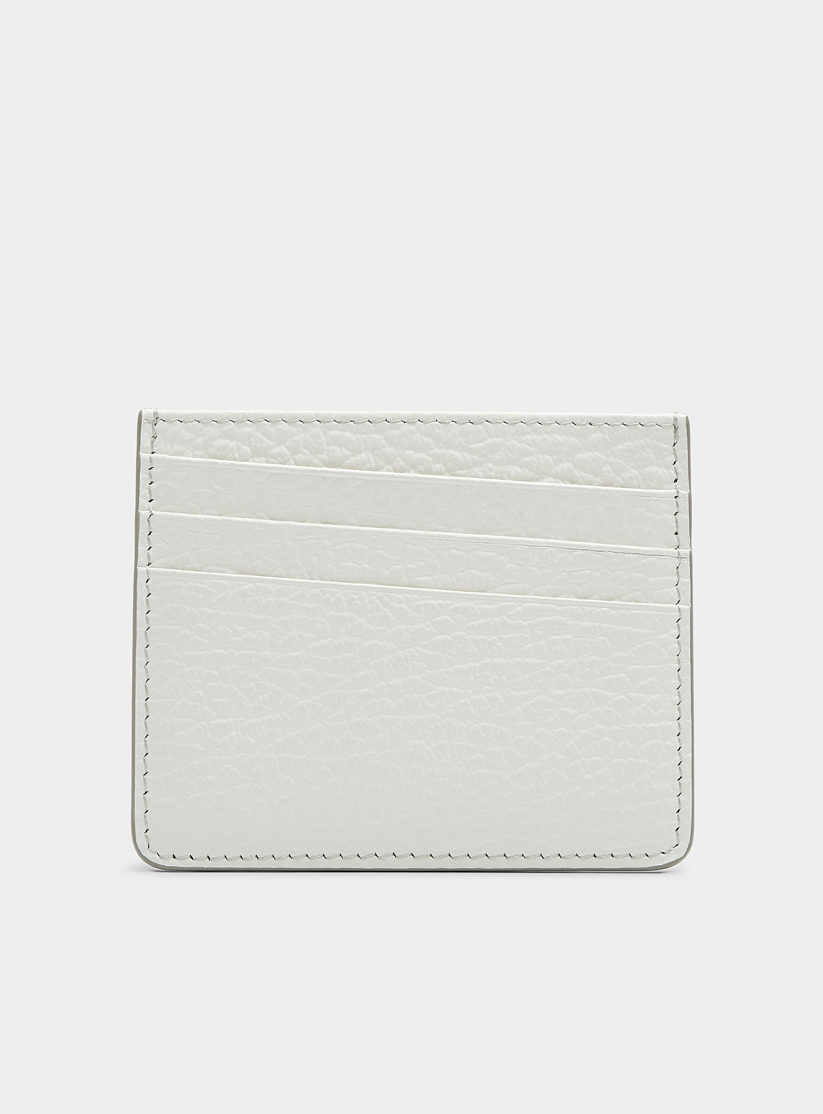 Maison Margiela Topstitched Details Leather Card Case In White