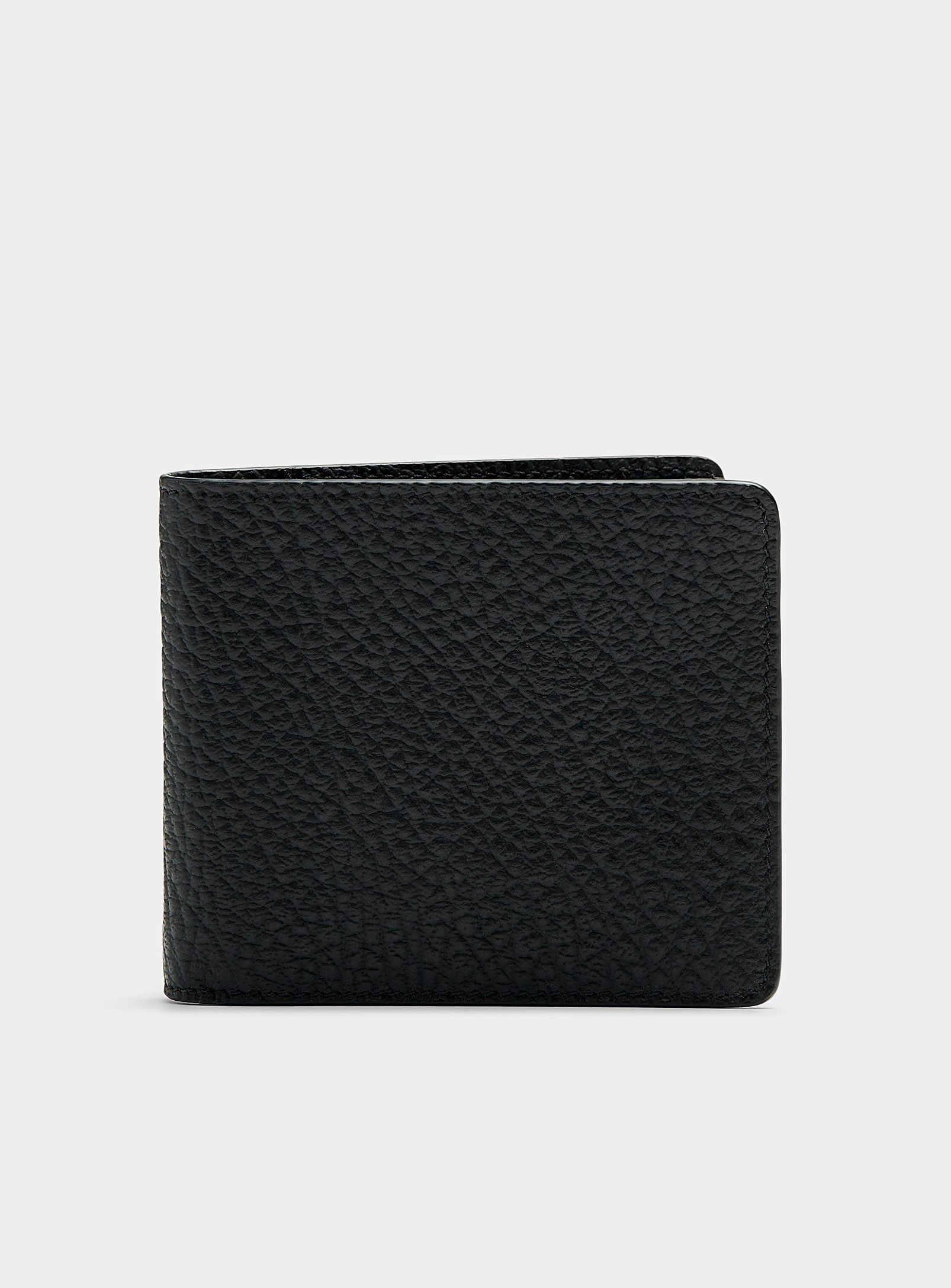 Maison Margiela Topstitched Details Leather Minimalist Card Case In Black