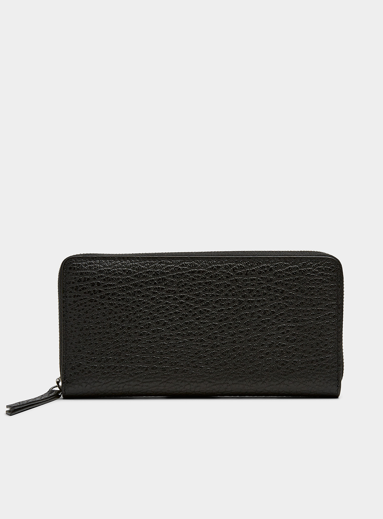 Maison Margiela Topstitched Details Zippered Wallet In Black