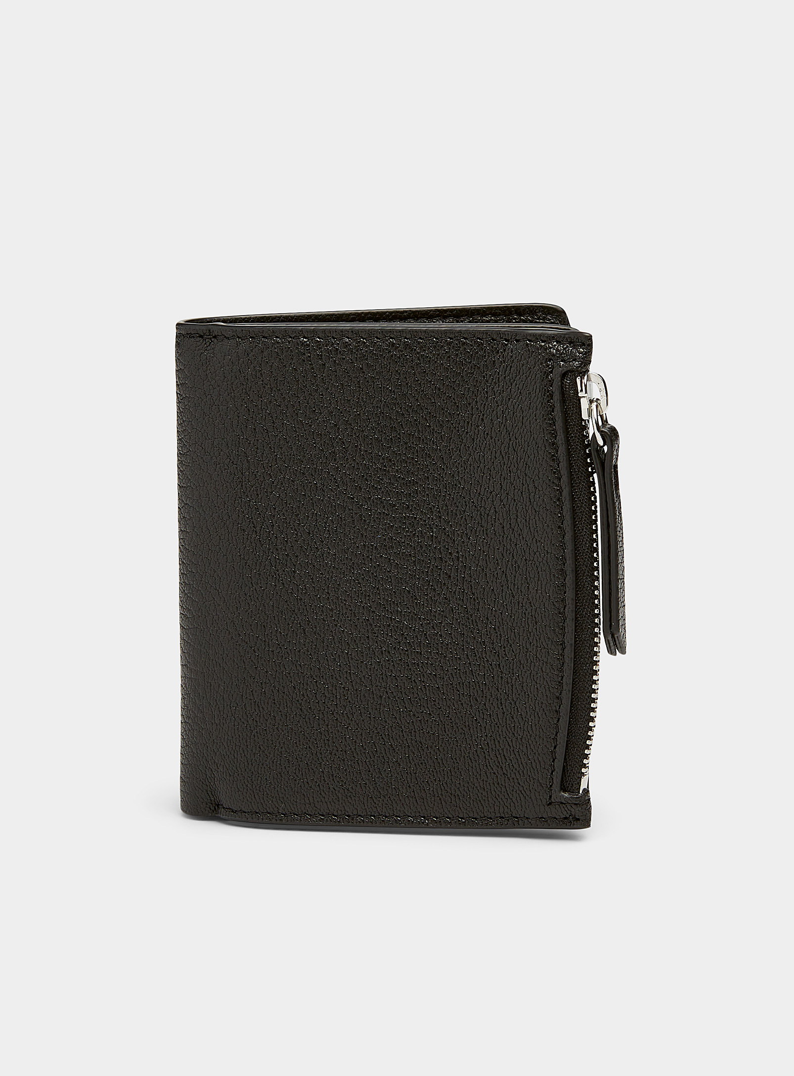 Maison Margiela Topstitched Details Folded Leather Wallet In Black