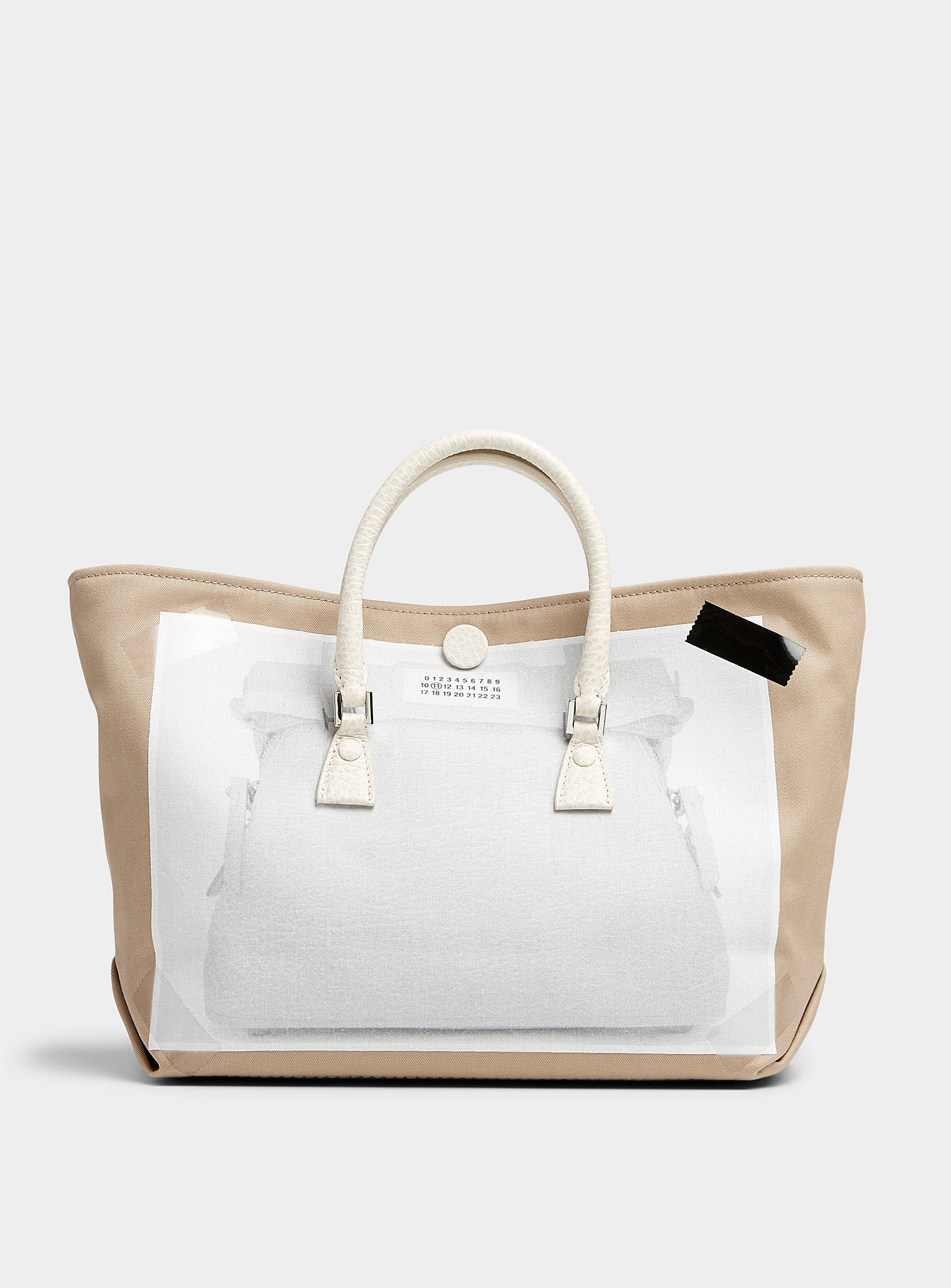 Maison Margiela Micro 5ac Trompe-l'oeil Top-handle Bag In Cream Beige