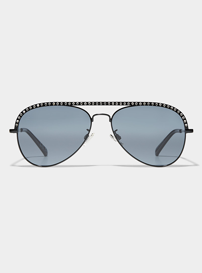 Prive Revaux: Les lunettes de soleil aviateur Flossy Noir pour femme