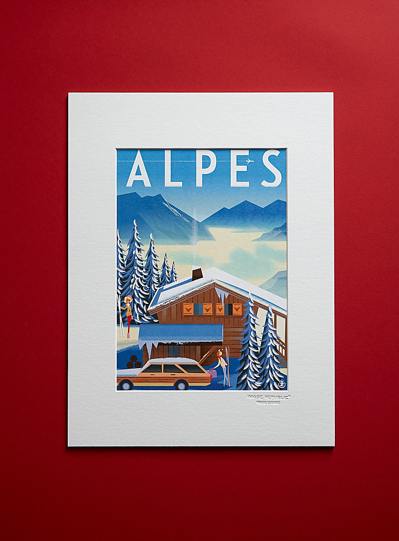 Image Republic Patterned Brown Ski dans les Alpes art print