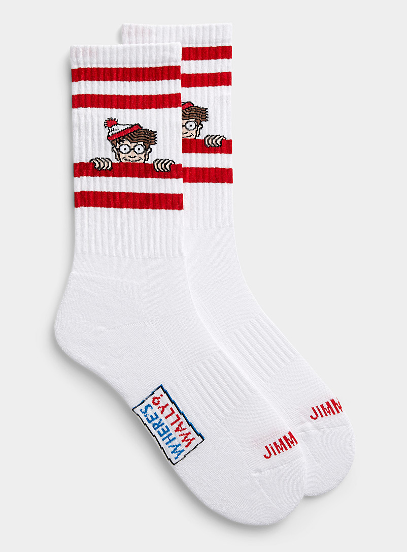 Jimmy Lion White Where's Waldo sock for men