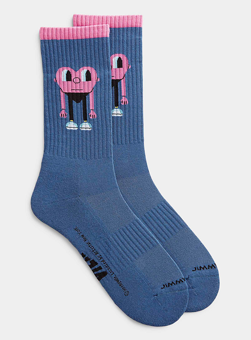 Jimmy Lion Patterned Blue Giant Heart athletic socks for men