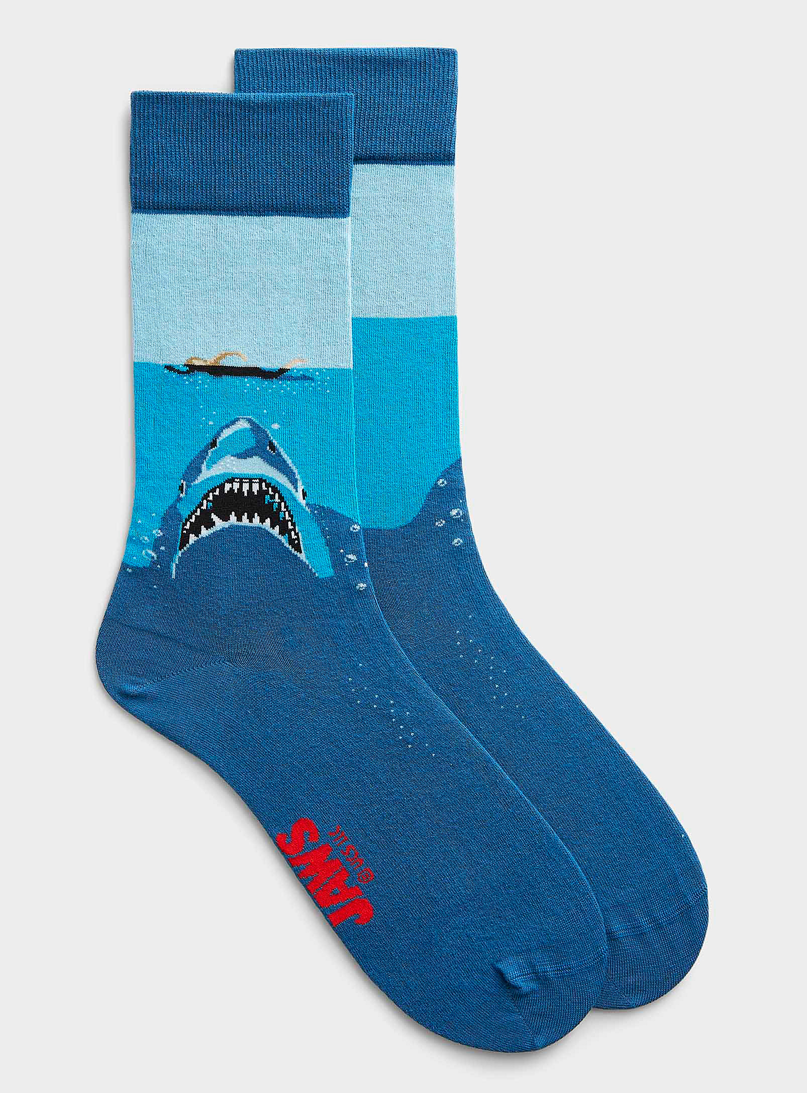 Jimmy Lion Jaws Shark Attack Socks In Blue