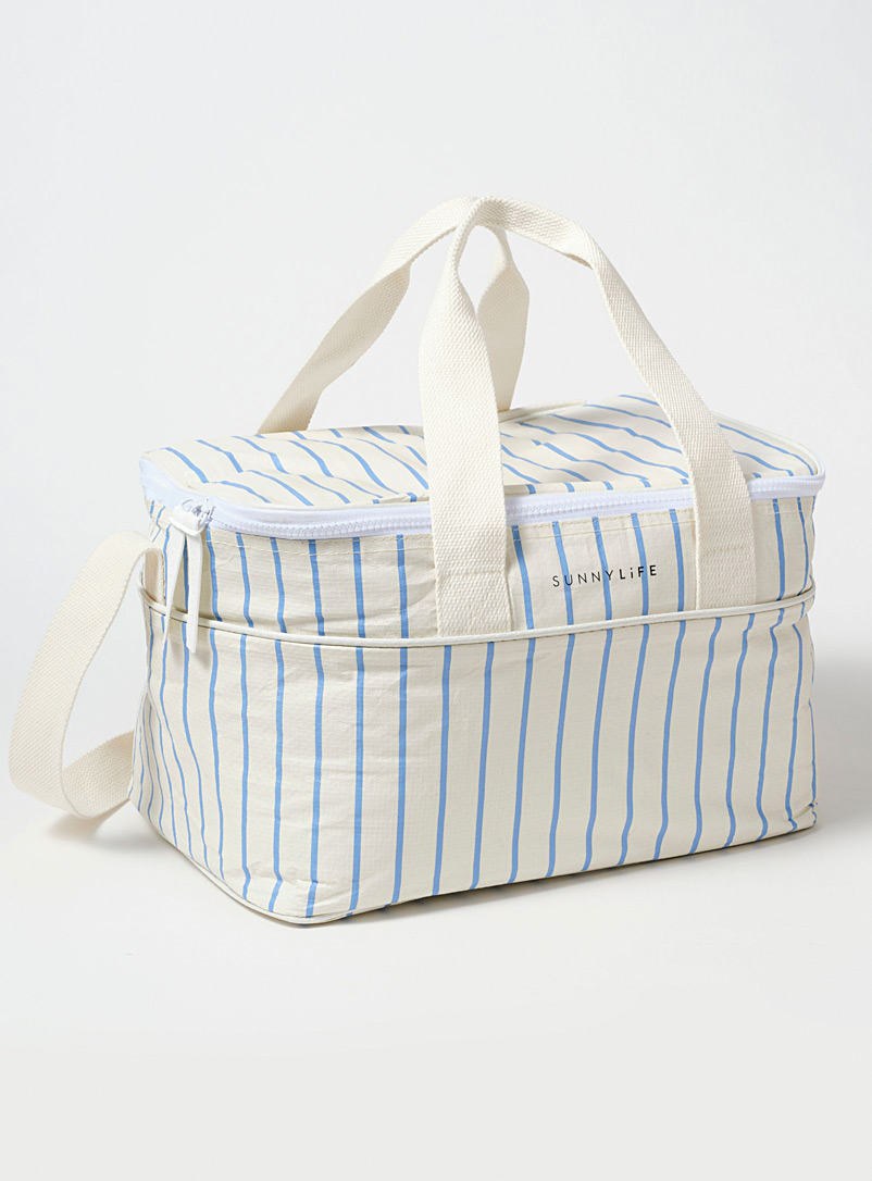 Sunnylife Patterned Blue Captivating stripes cooler bag