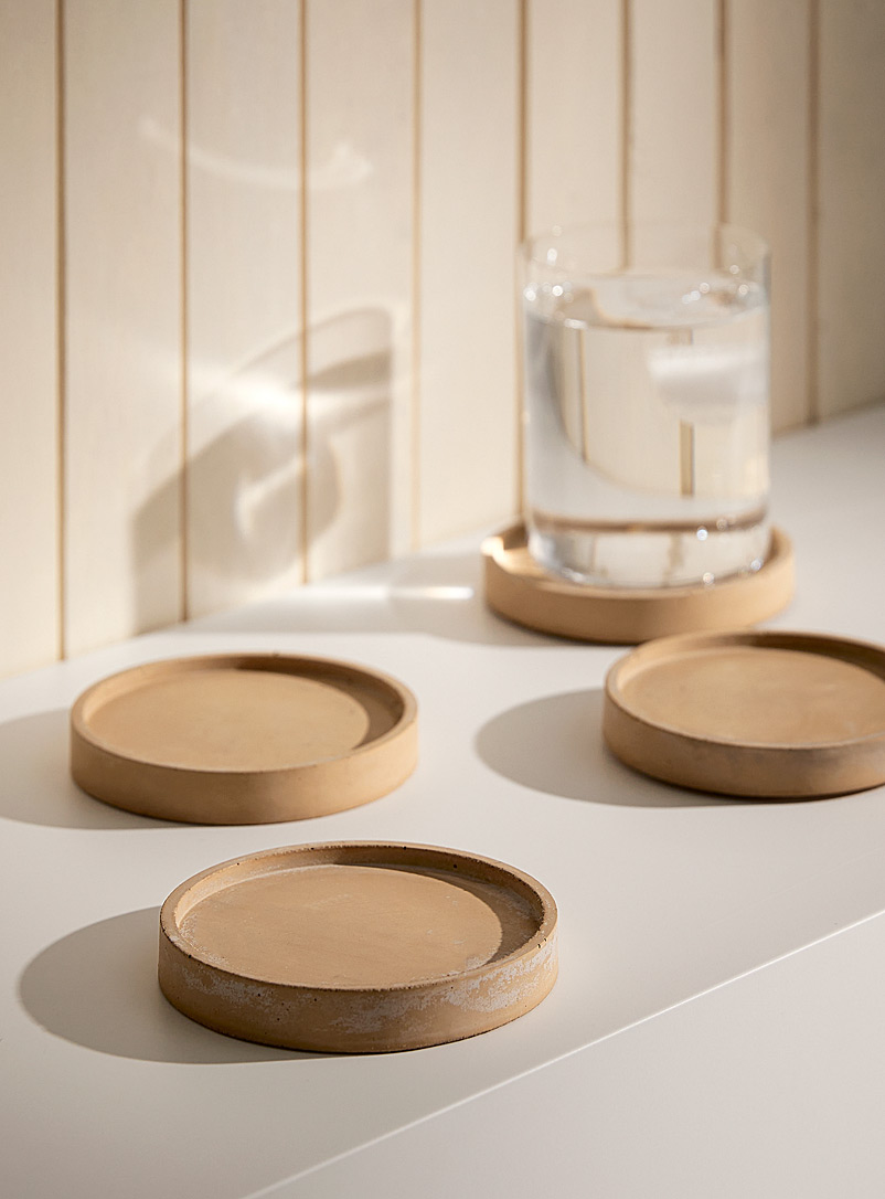 Les Mimipots Ivory/Cream Beige Concrete coasters Set of 4