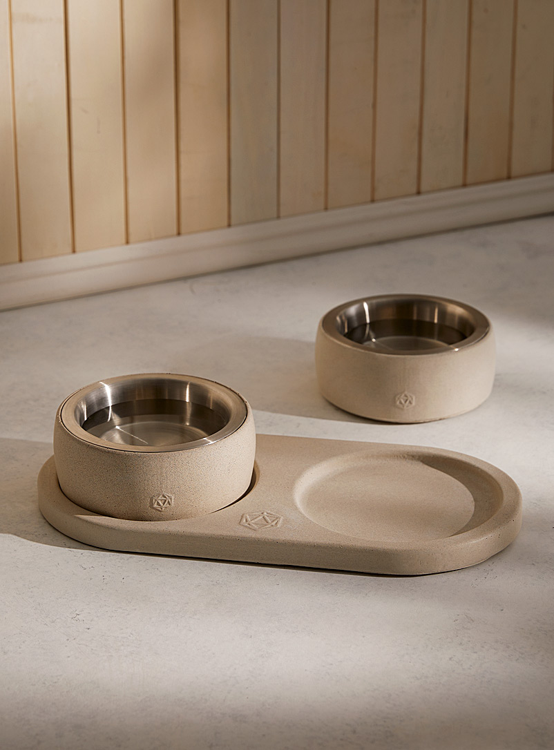 Les Mimipots Beige Small concrete bowls Set of 2 with base
