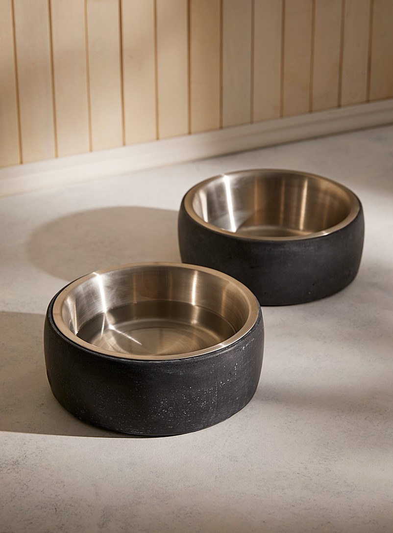 Les Mimipots Grey/Black Large concrete bowls Set of 2