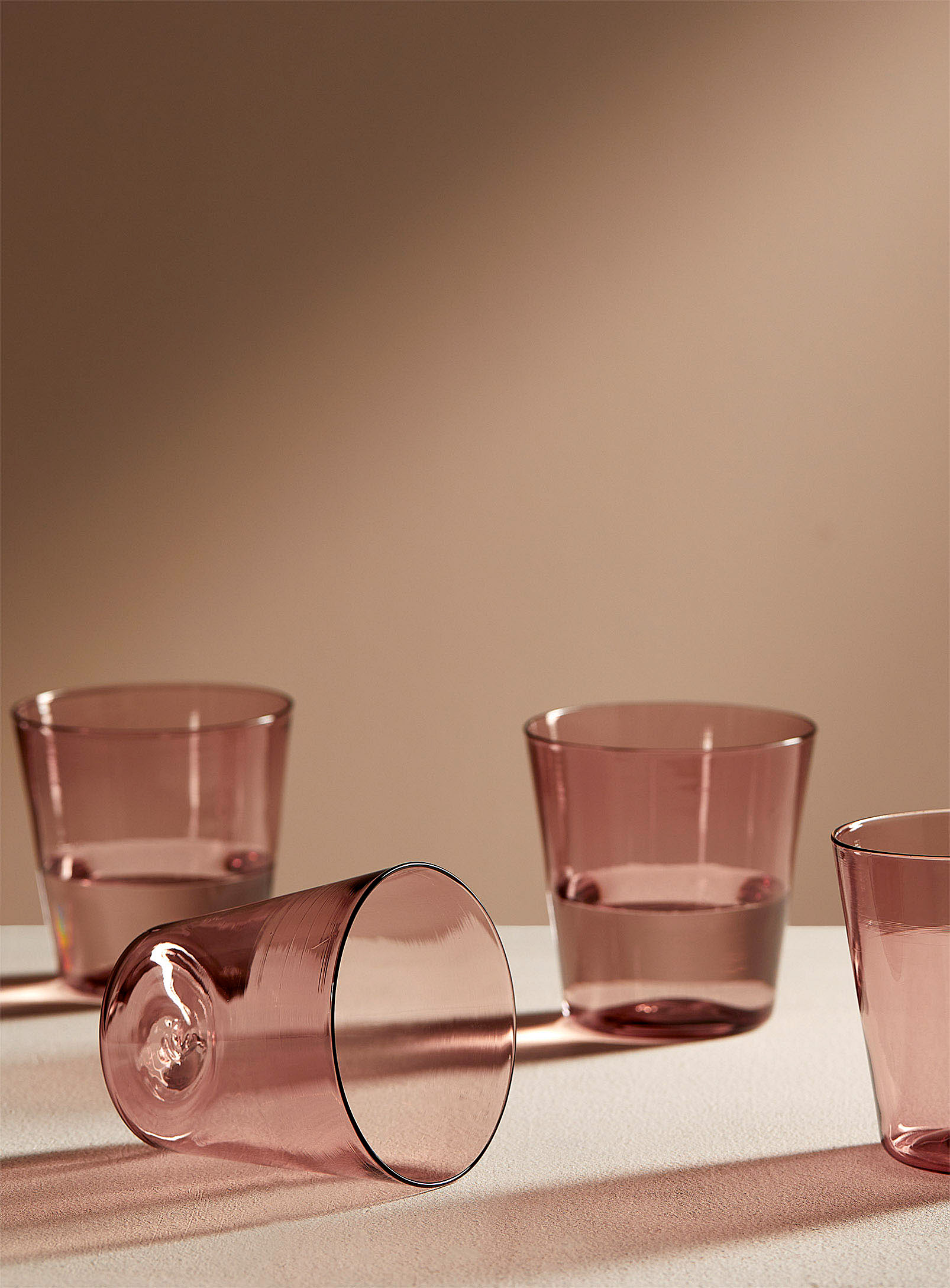Silvia Taylor Colourful Flared Glass Set 4 Glasses In Dark Crimson