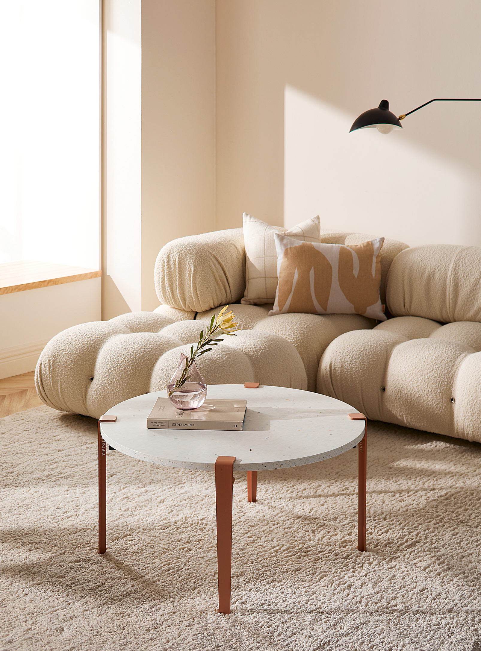 Tiptoe Round Coffee Table Top In White