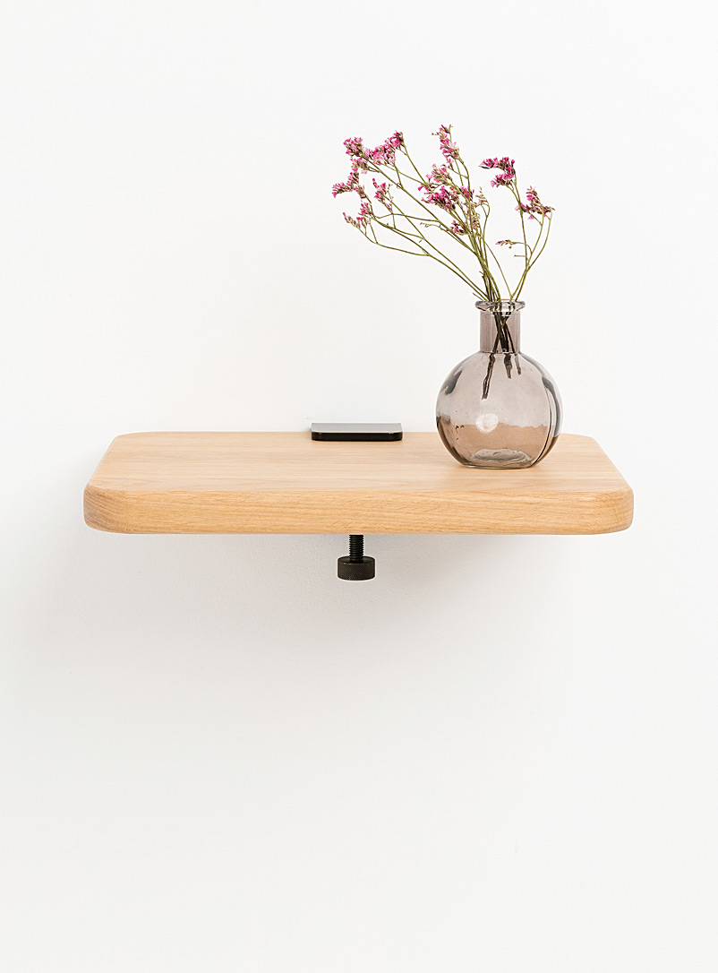 Wall-mounted eco-certified oak bedside table Wall mount and table top set product image (primary)