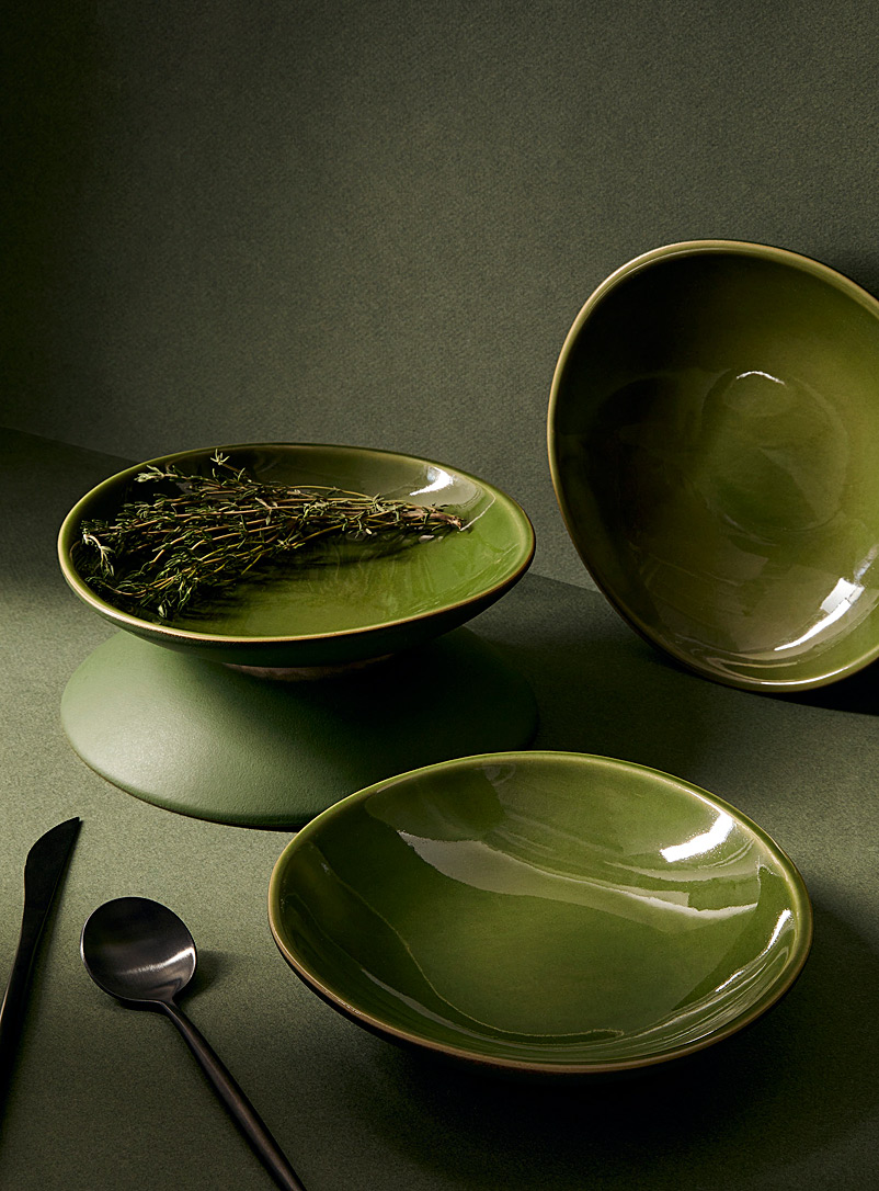 GHARYAN Mossy Green Dadasi stoneware dessert plates Set of 4