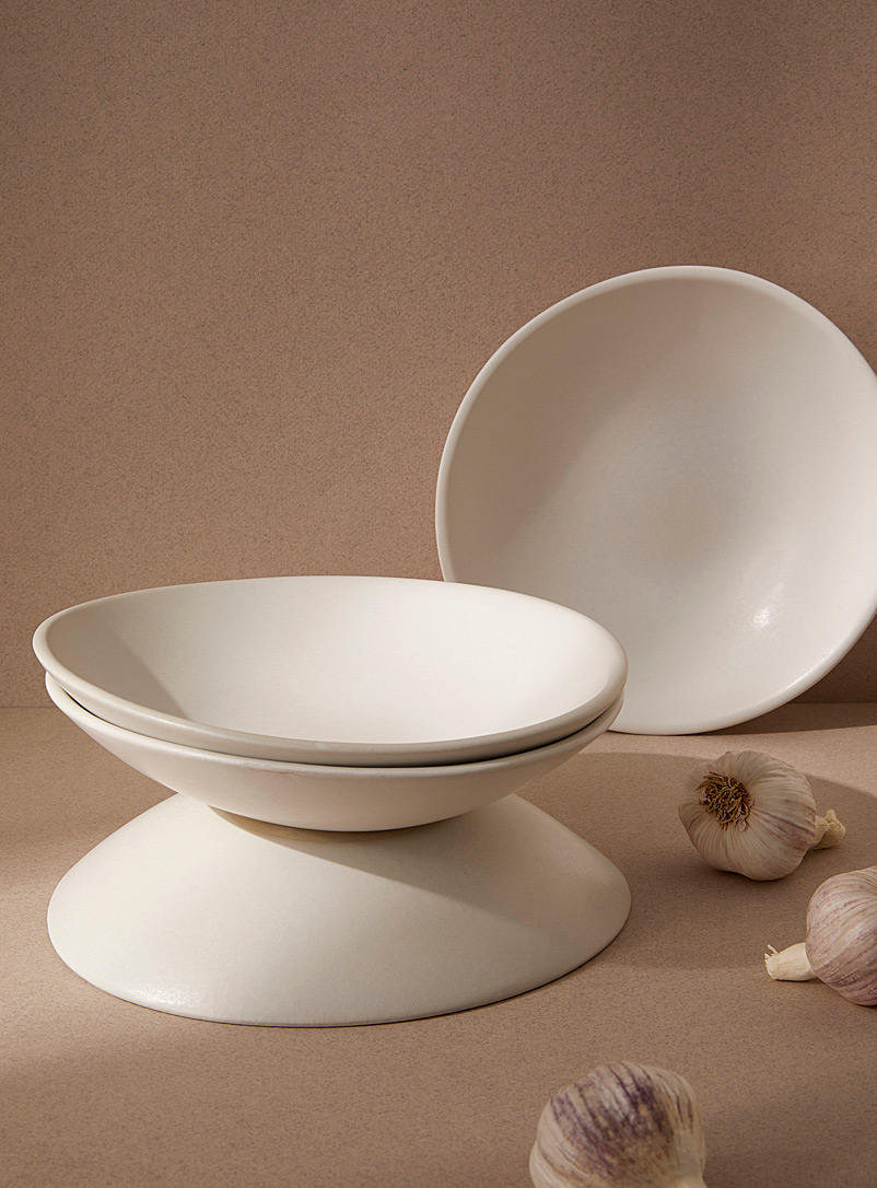 GHARYAN White Dadasi stoneware pasta plates Set of 4