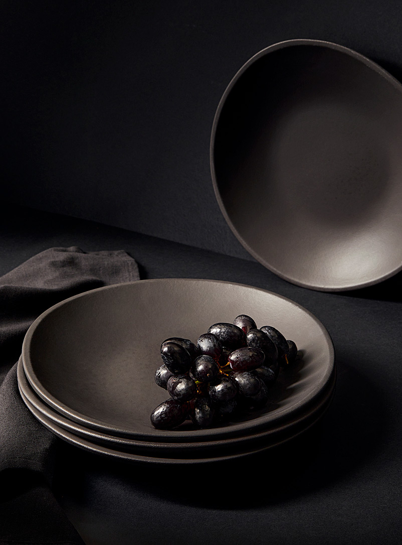 GHARYAN Black Dadasi stoneware dinner plates Set of 4