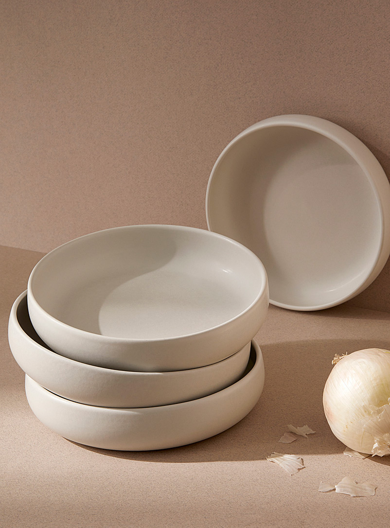 GHARYAN White Edan stoneware pasta/salad plates Set of 4