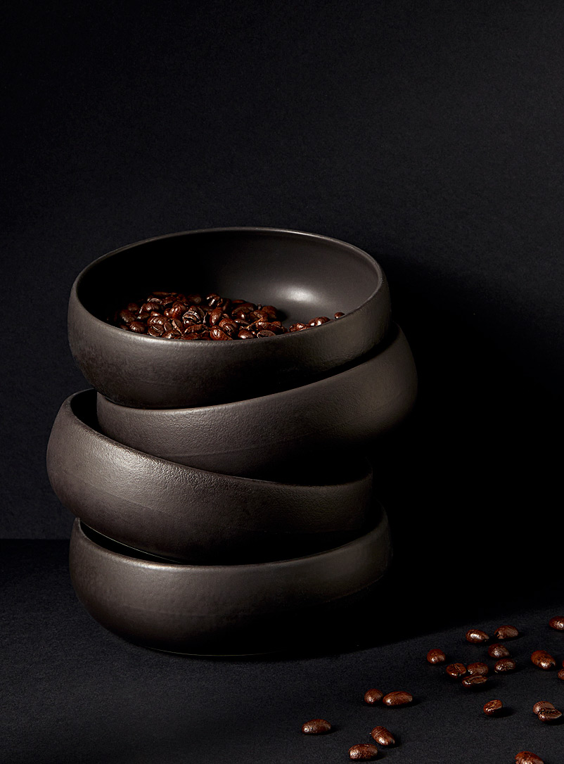 GHARYAN Black Ewa stoneware tapas bowls Set of 4