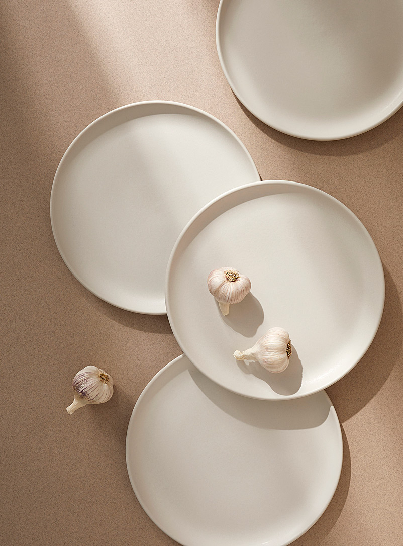 GHARYAN White Edan flat stoneware dinner plates Set of 4