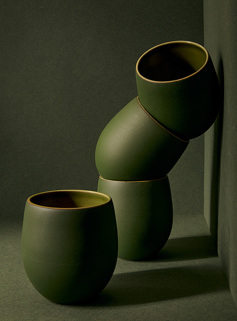GHARYAN Mossy Green Epa stoneware coffee and tea cups Set of 4