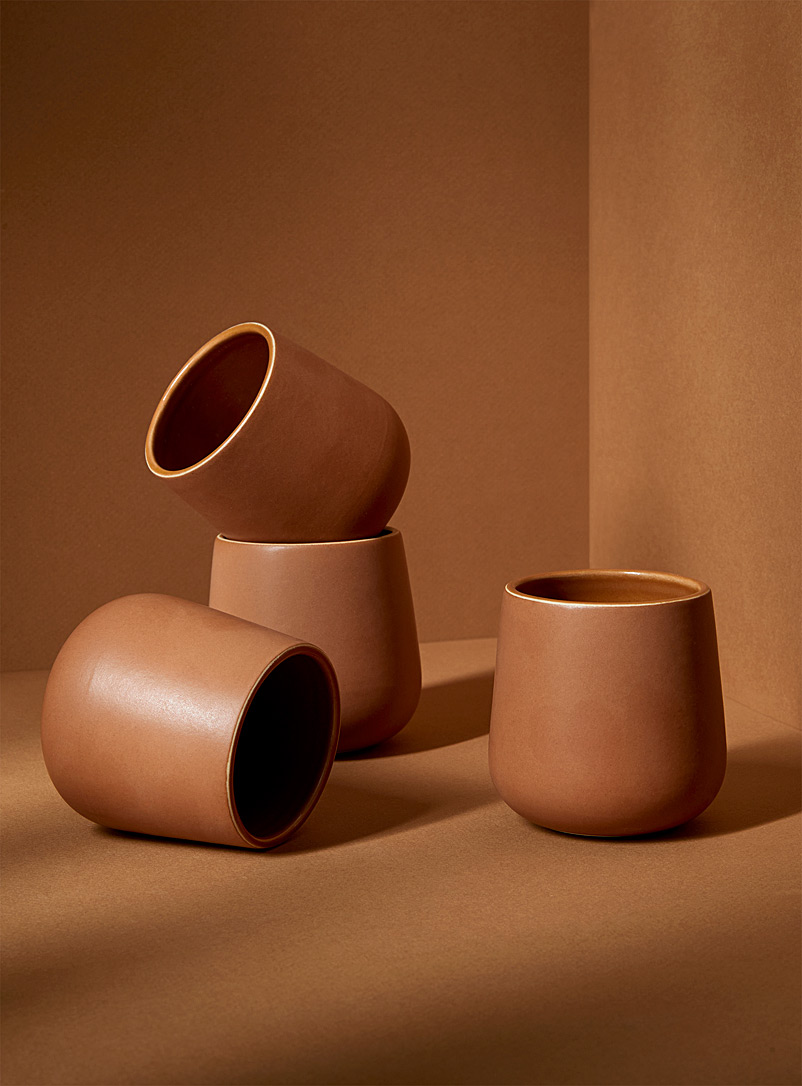 GHARYAN Copper/Rust Edan stoneware coffee and tea cups Set of 4