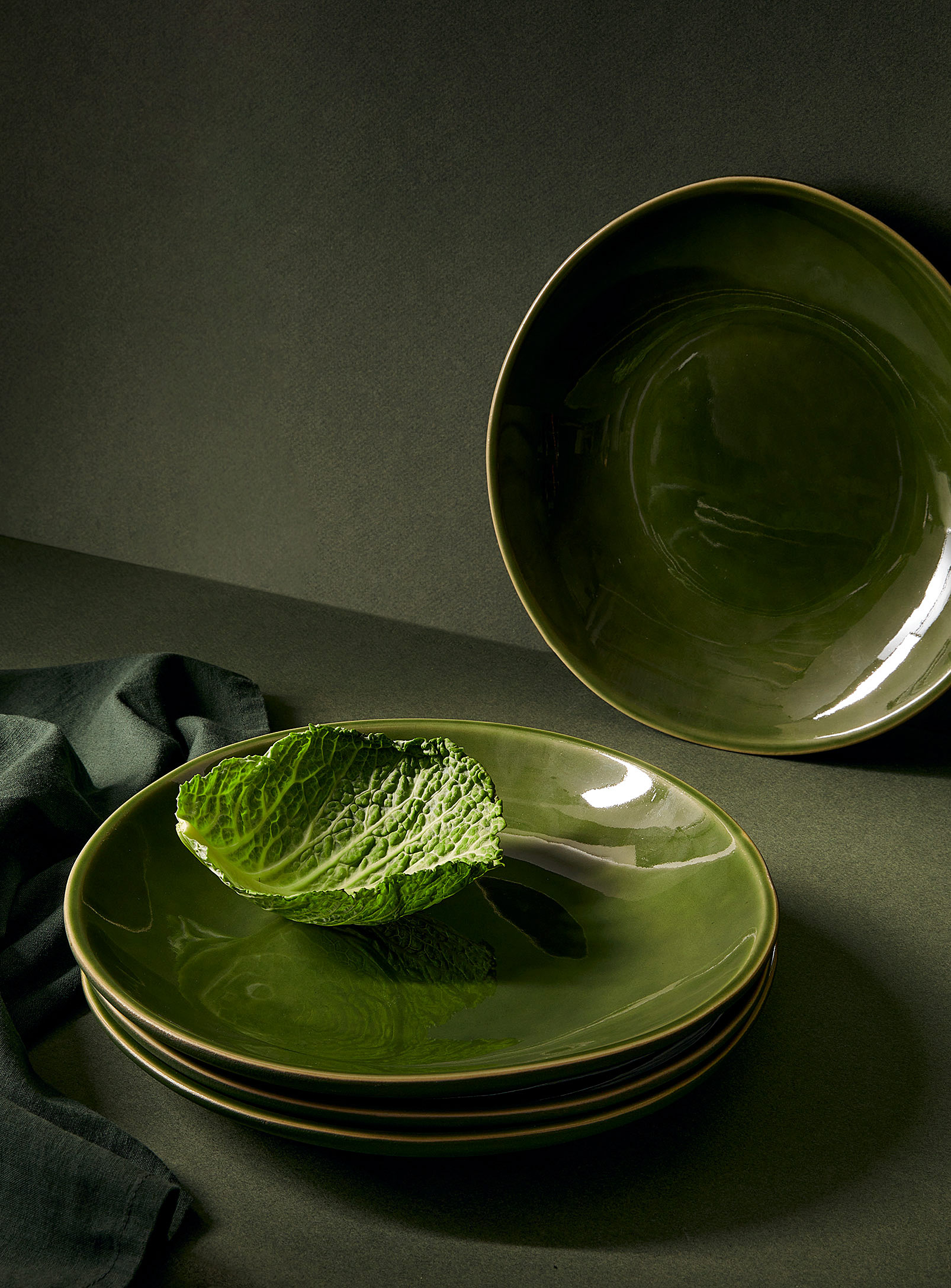 Gharyan Dadasi Stoneware Dinner Plates Set Of 4 In Mossy Green