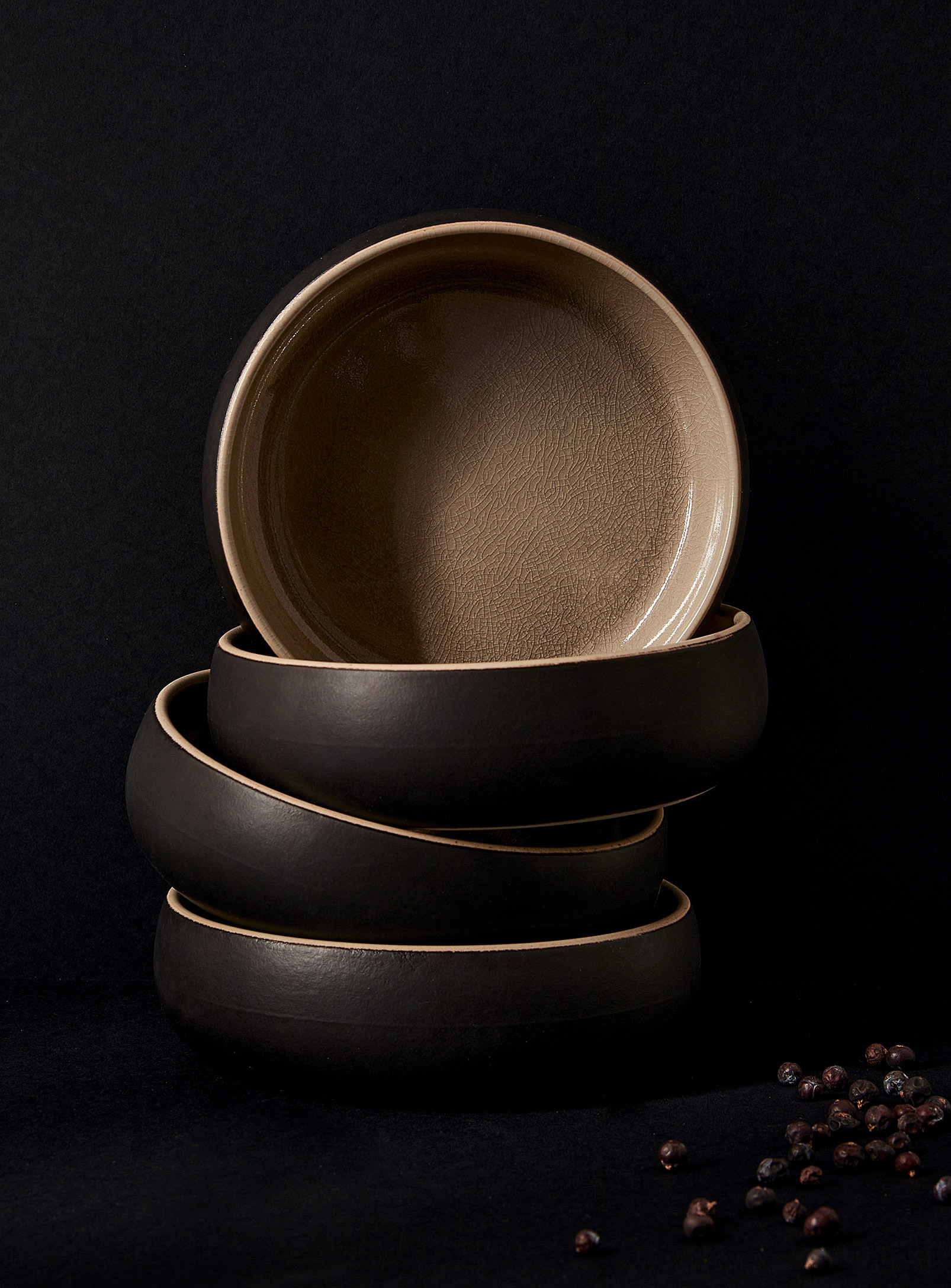 Gharyan Ewa Stoneware Tapas Bowls Set Of 4 In Cream Beige