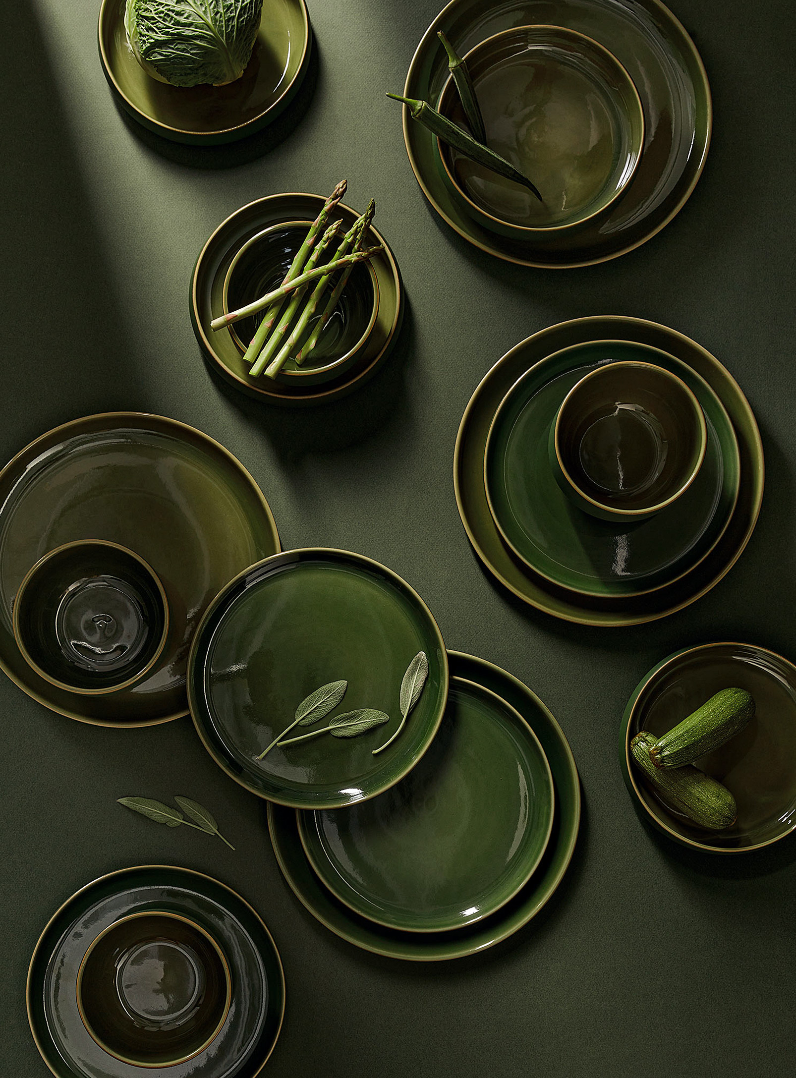 Gharyan Le Gourmand Dinnerware Set 16-piece Set In Mossy Green