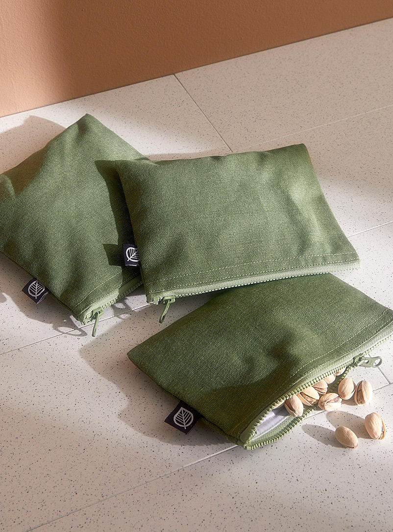Simons Maison: Les sacs à collation coton bio verts Ensemble de 3 Vert