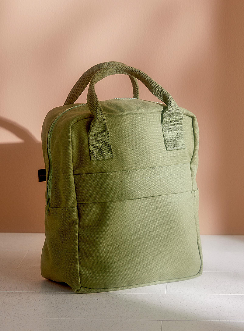 Simons Maison: Le sac à lunch coton bio coloré Kaki chartreuse
