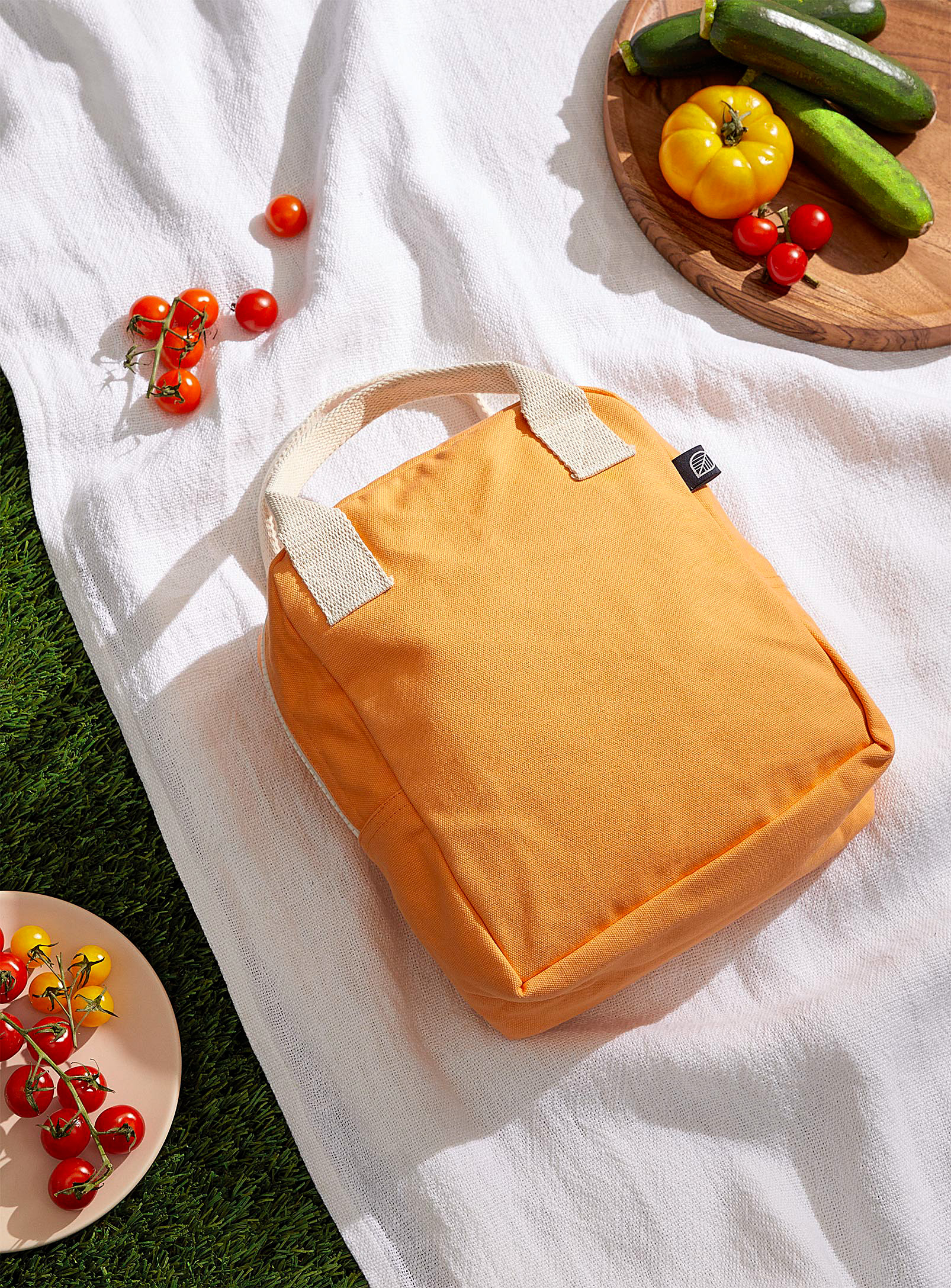 Simons Maison Colourful Organic Cotton Lunch Bag In Orange
