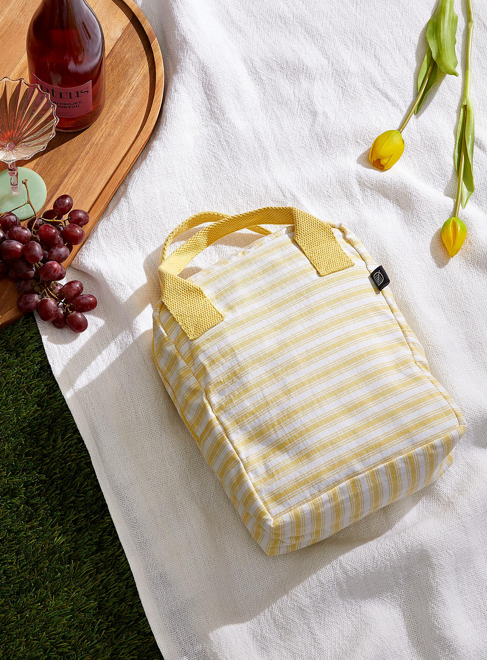 Simons Maison Summery Pattern Organic Cotton Lunch Bag In Yellow