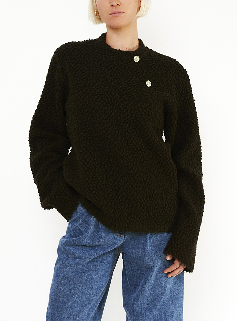 Autre Riche Mossy Green Pebble bouclé knit sweater for women