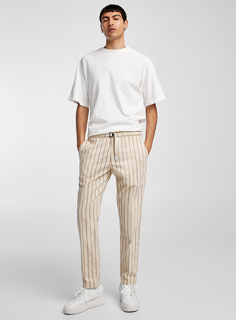 Whitesand Ivory/Cream Beige Natural stripe pant for men