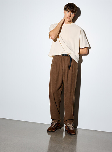 Whitesand: Le pantalon feutre chin&eacute; <b>Coupe fusel&eacute;e</b> Brun pour homme