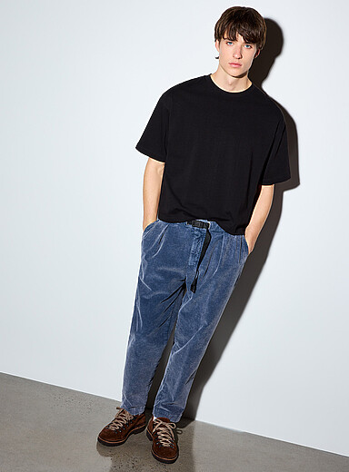 Whitesand Blue Slub faded corduroy pant <b>Tapered fit</b> for men