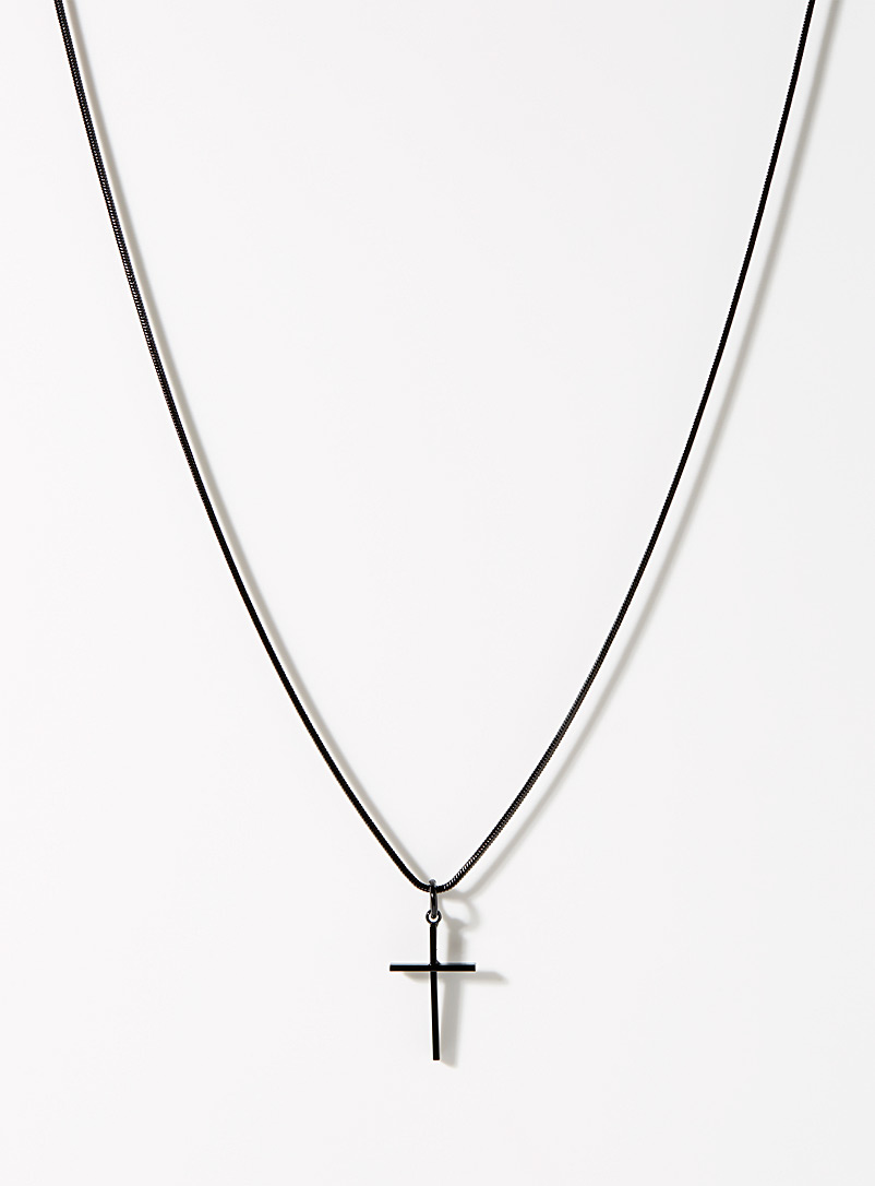 Le 31: La fine chaîne pendentif croix Noir pour homme