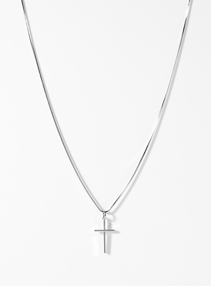 Le 31 Silver Fine cross pendant chain for men
