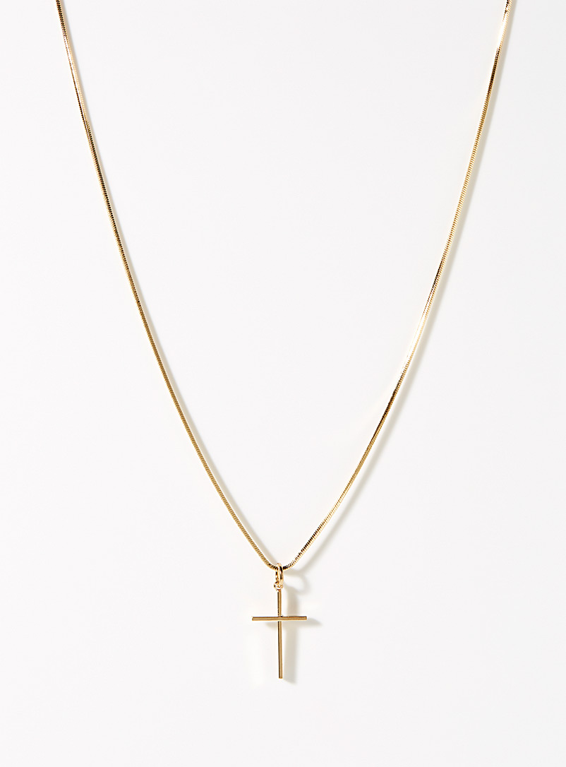 Le 31 Gold Fine cross pendant chain for men
