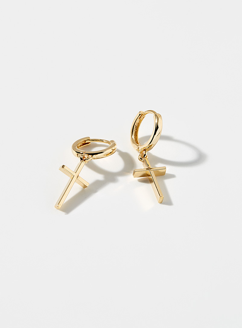Le 31 Gold Minimalist cross earrings for men