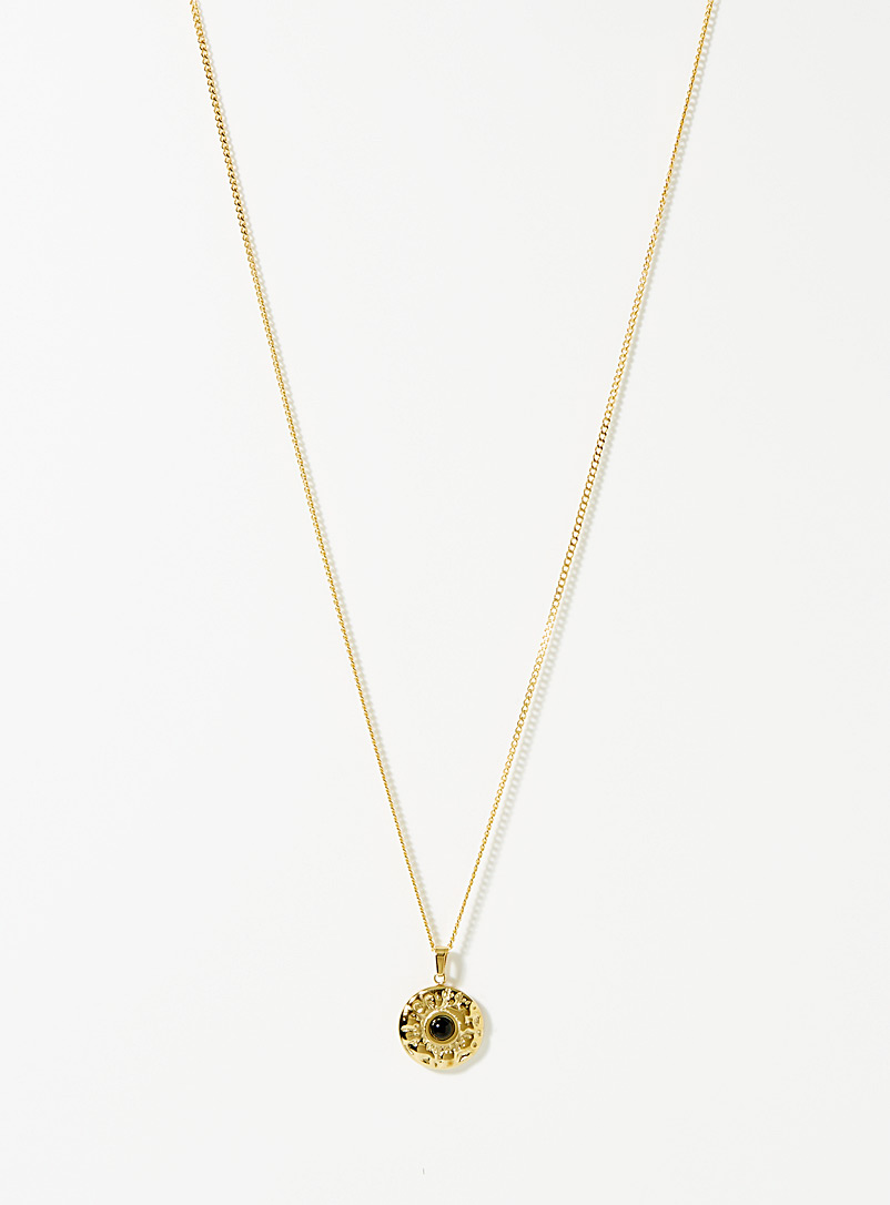 Black stone hammered medallion necklace | Le 31 | Men's Necklaces | Simons
