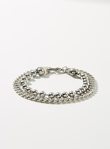 Bead and chain double bracelet