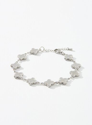 Le bracelet tr&egrave;fles g&eacute;o acier inoxydable