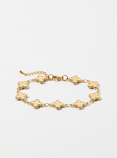 Le bracelet tr&egrave;fles g&eacute;o acier inoxydable