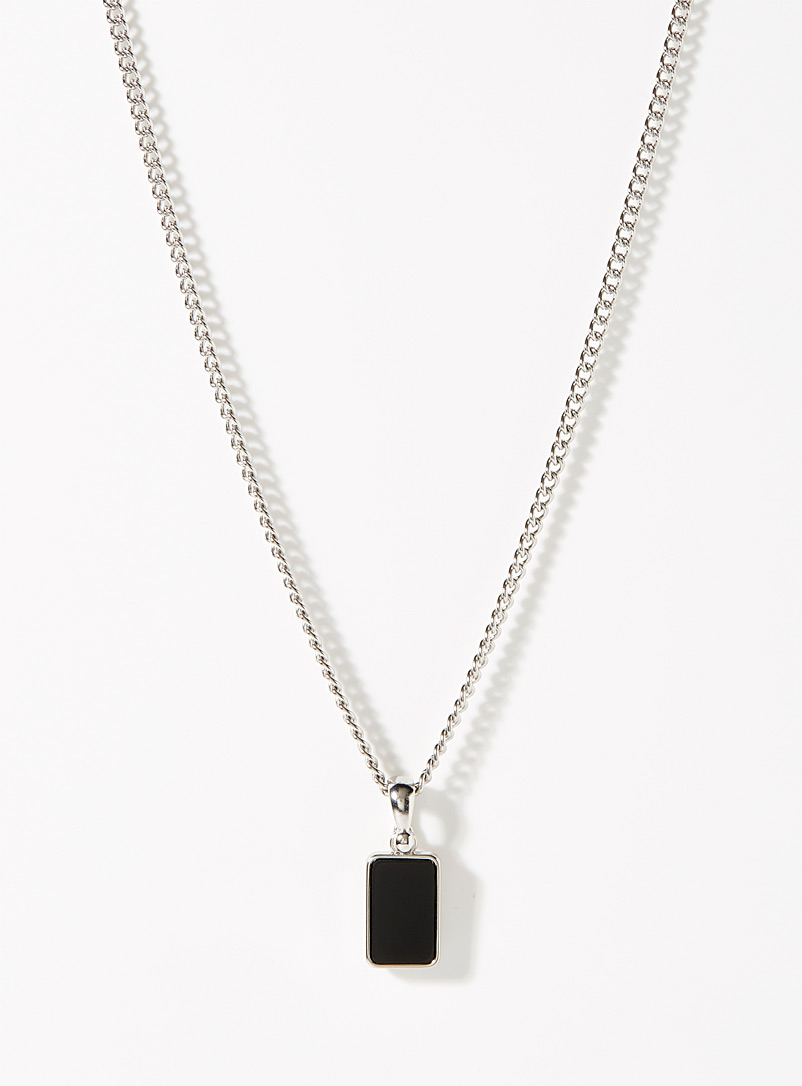 Le 31 Black Accent plate necklace for men
