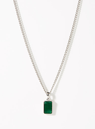 Le 31: Le collier plaque accent Vert pour homme