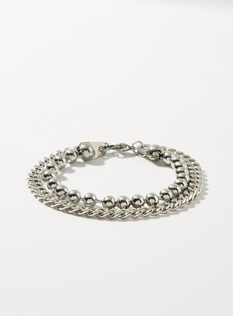 Bead and chain double bracelet product image (primary)