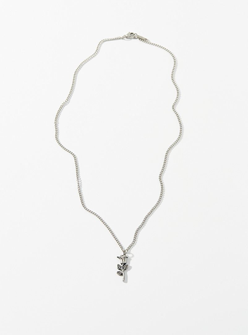Le 31 Silver Rose pendant necklace for men