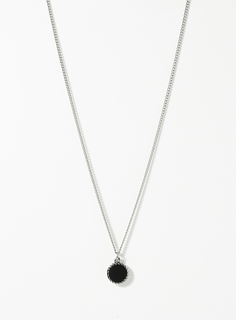 Le 31 Silver Black medallion necklace for men